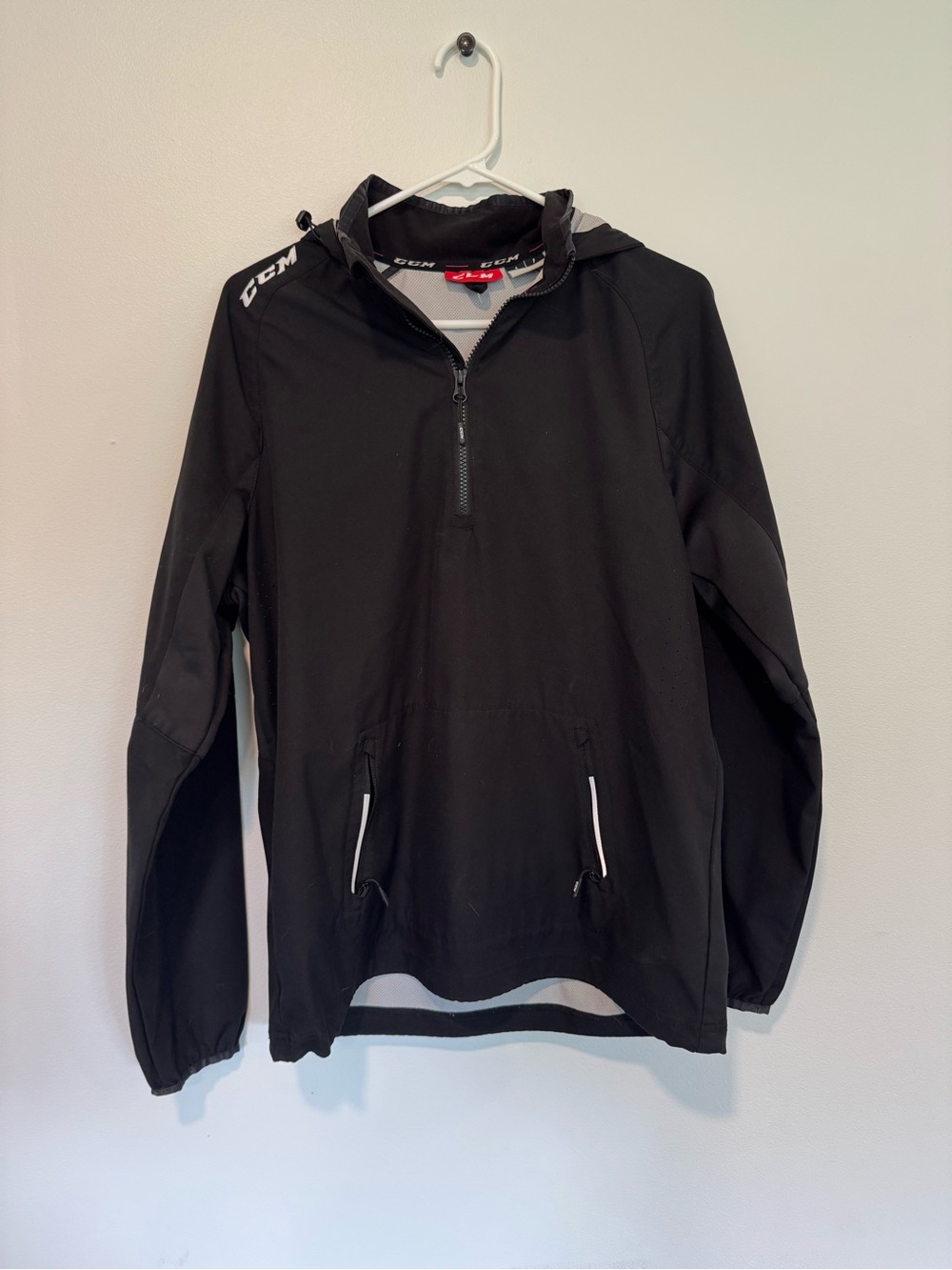 CCM Black Lightweight Hooded Half-Zip Jacket